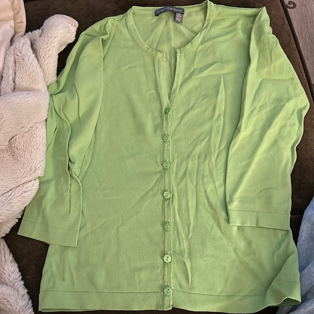 Lime Green 3/4 sleeve Cardigan